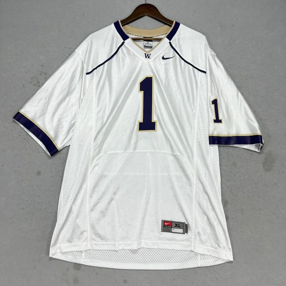 Vintage 2009 Nike Washington Huskies Team Issued Football Jersey White‎ Mens XL
